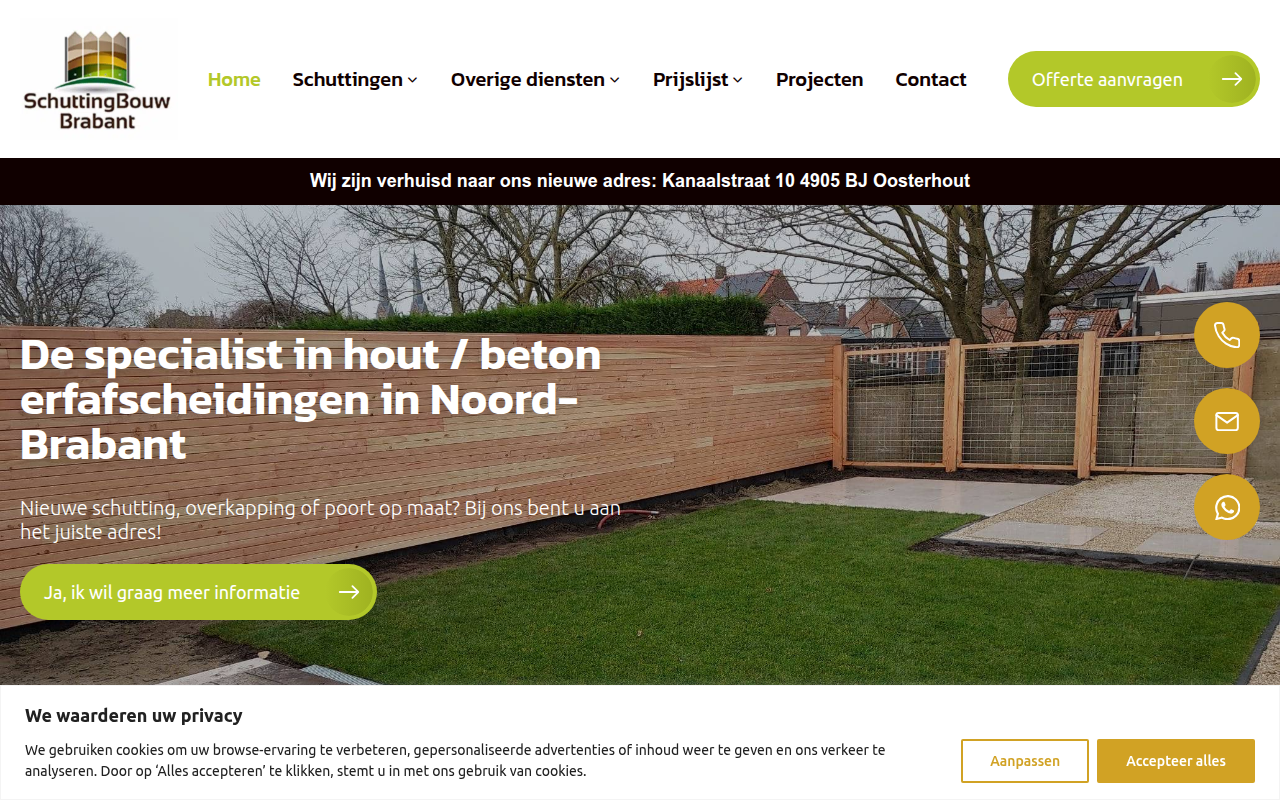 Screenshot van schuttingbouwbrabant.nl