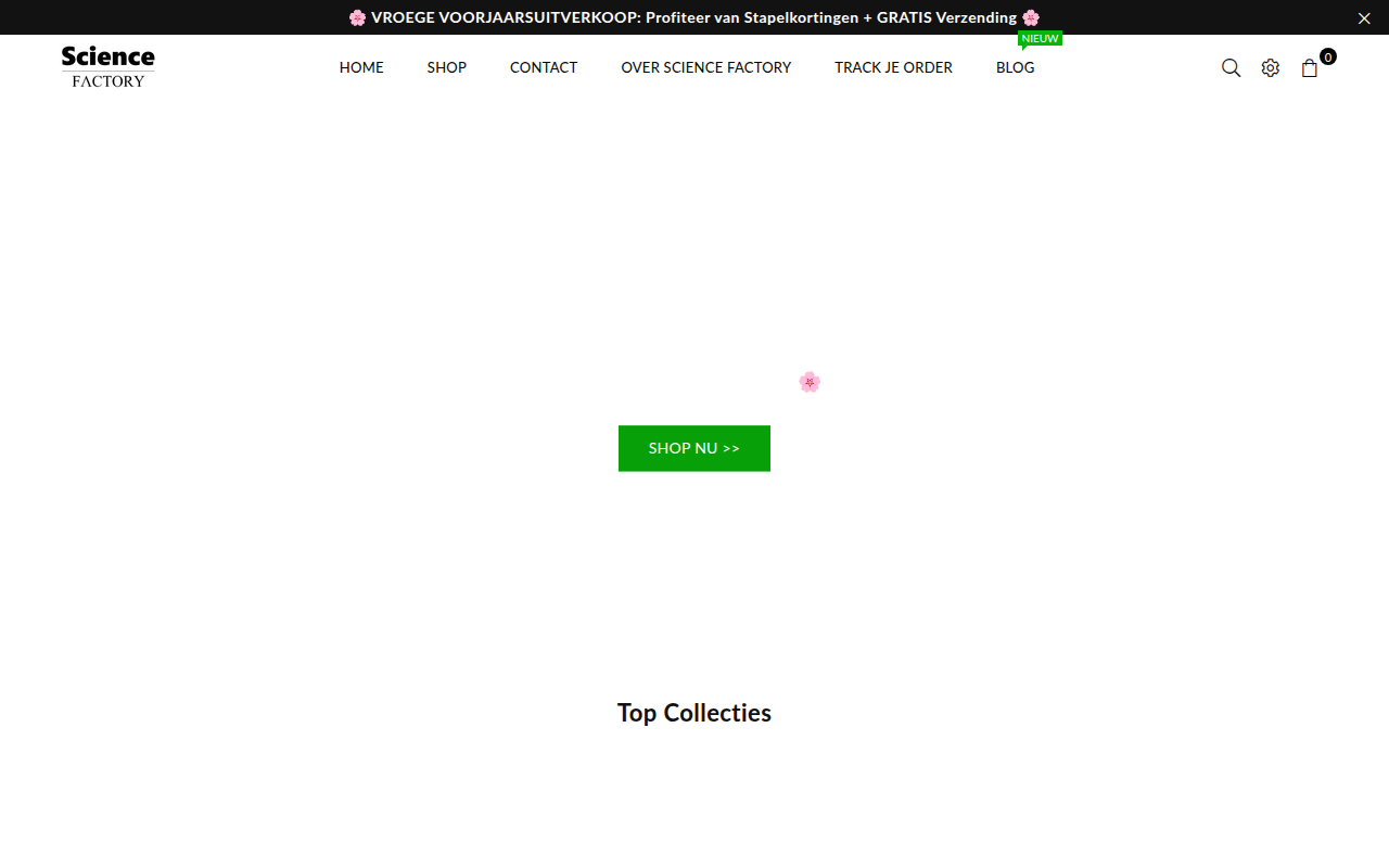 Screenshot van sciencefactory.nl