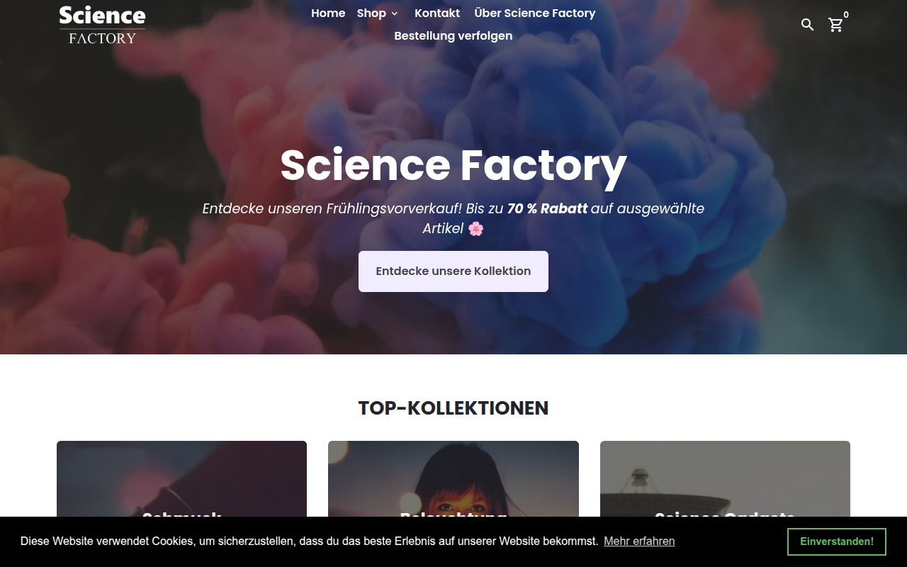 Screenshot van sciencefactoryshop.de