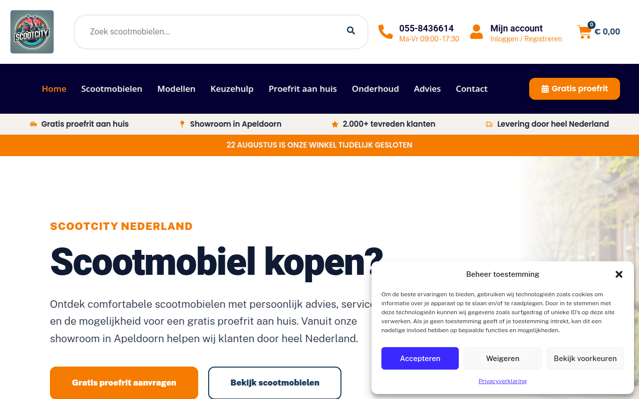 Screenshot van scootcity.nl