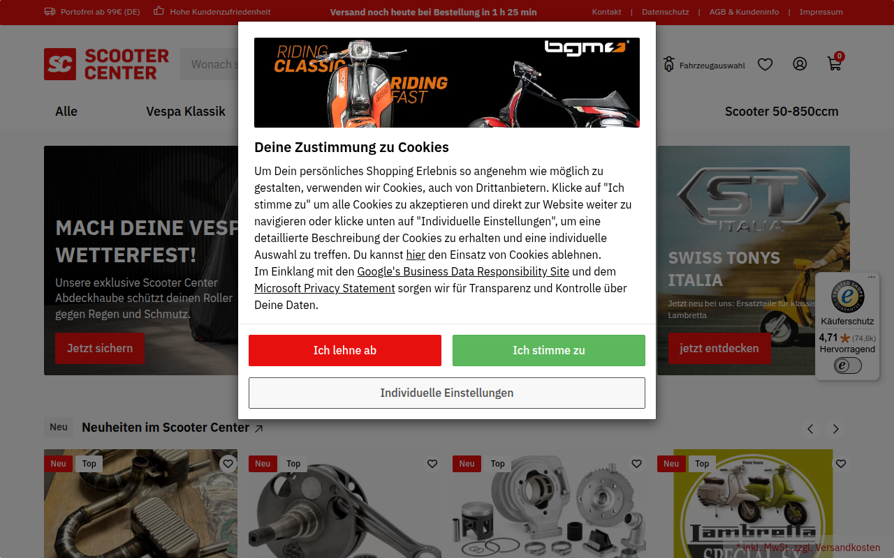 Screenshot van scooter-center.com
