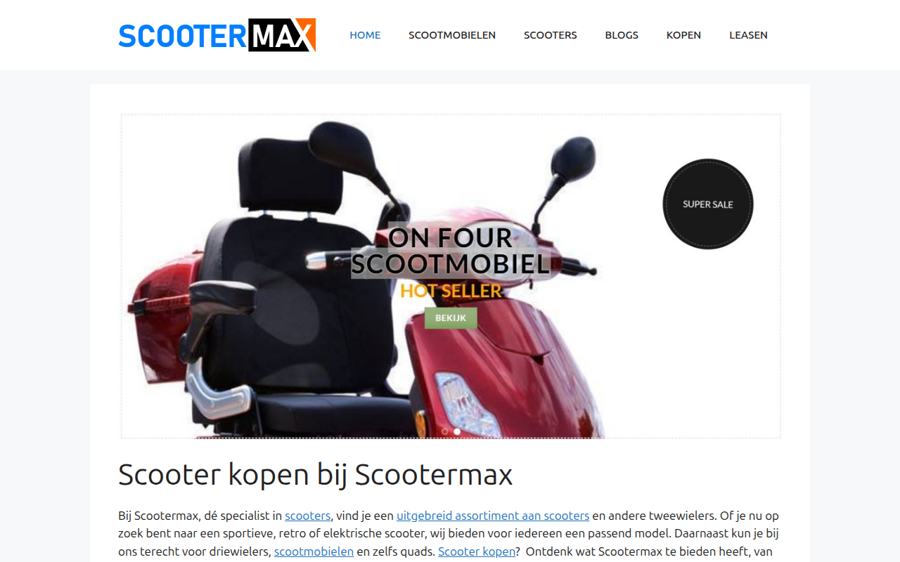 Screenshot van scootermax.nl