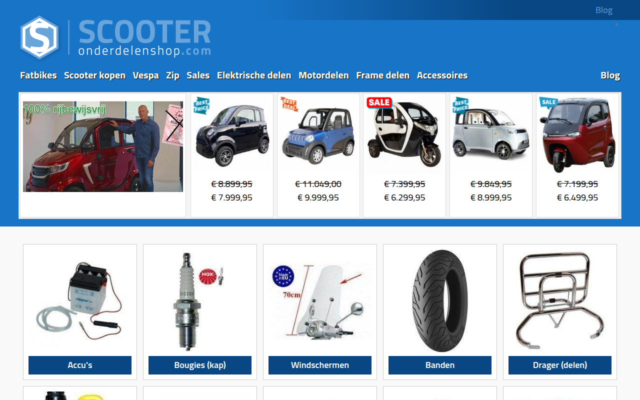 Screenshot van scooteronderdelenshop.com