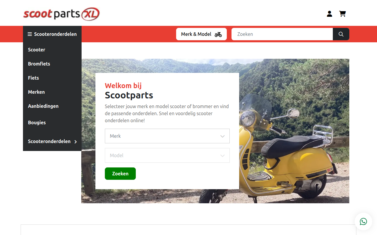 Screenshot van scootparts.nl