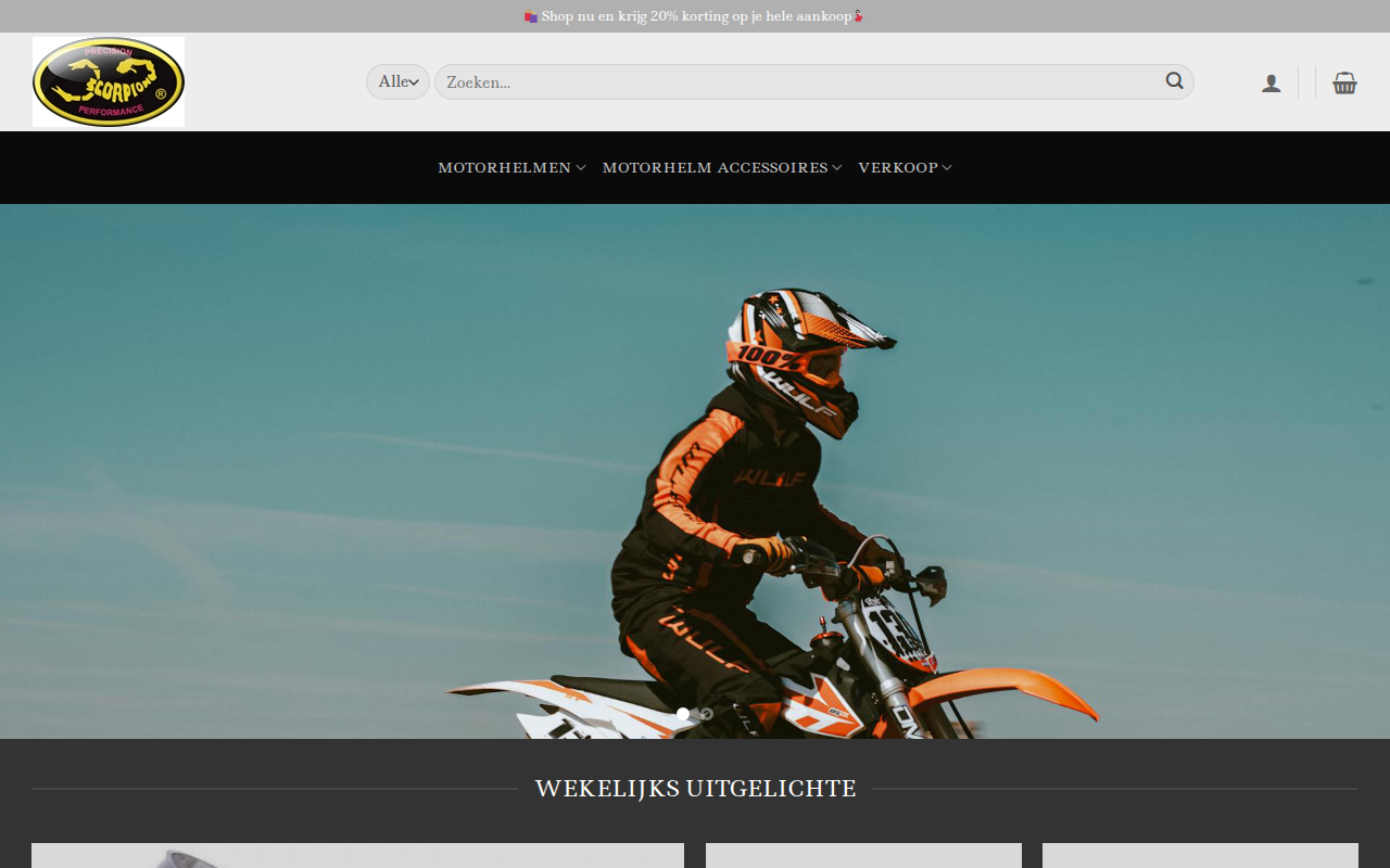 Screenshot van scorpionhelmshop.com