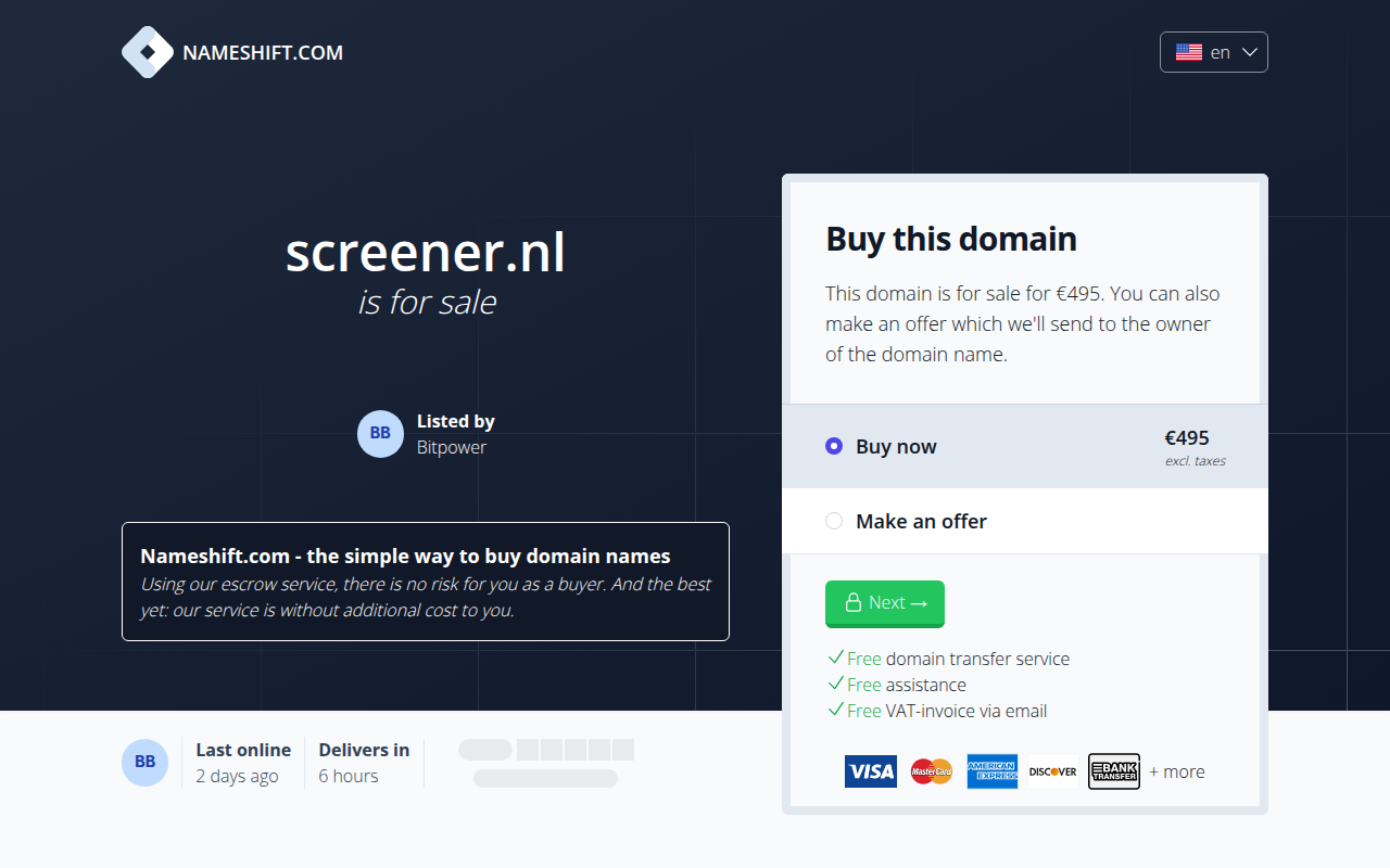 Screenshot van screener.nl