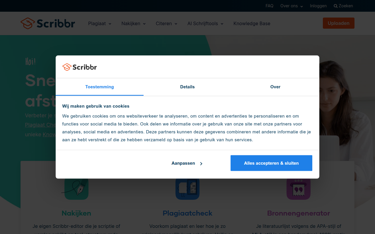 Screenshot van scribbr.nl