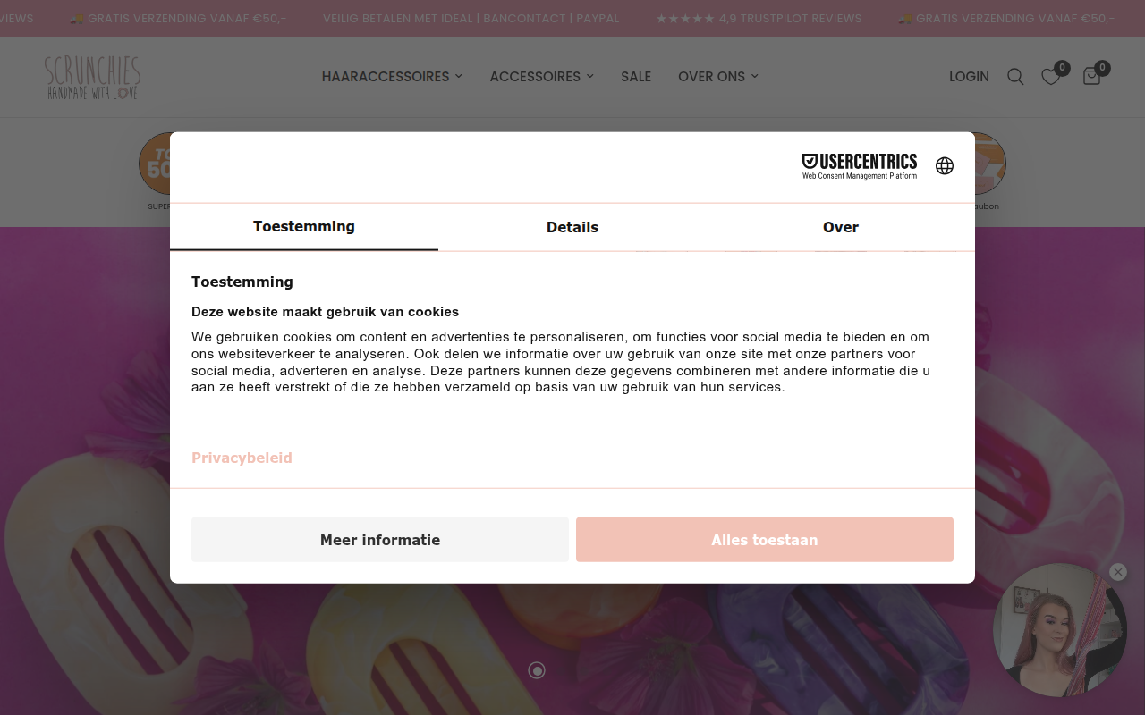 Screenshot van scrunchieshandmadewithlove.nl