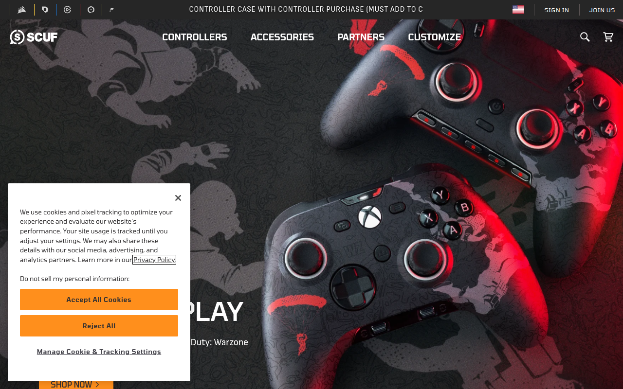 Screenshot van scufgaming.com