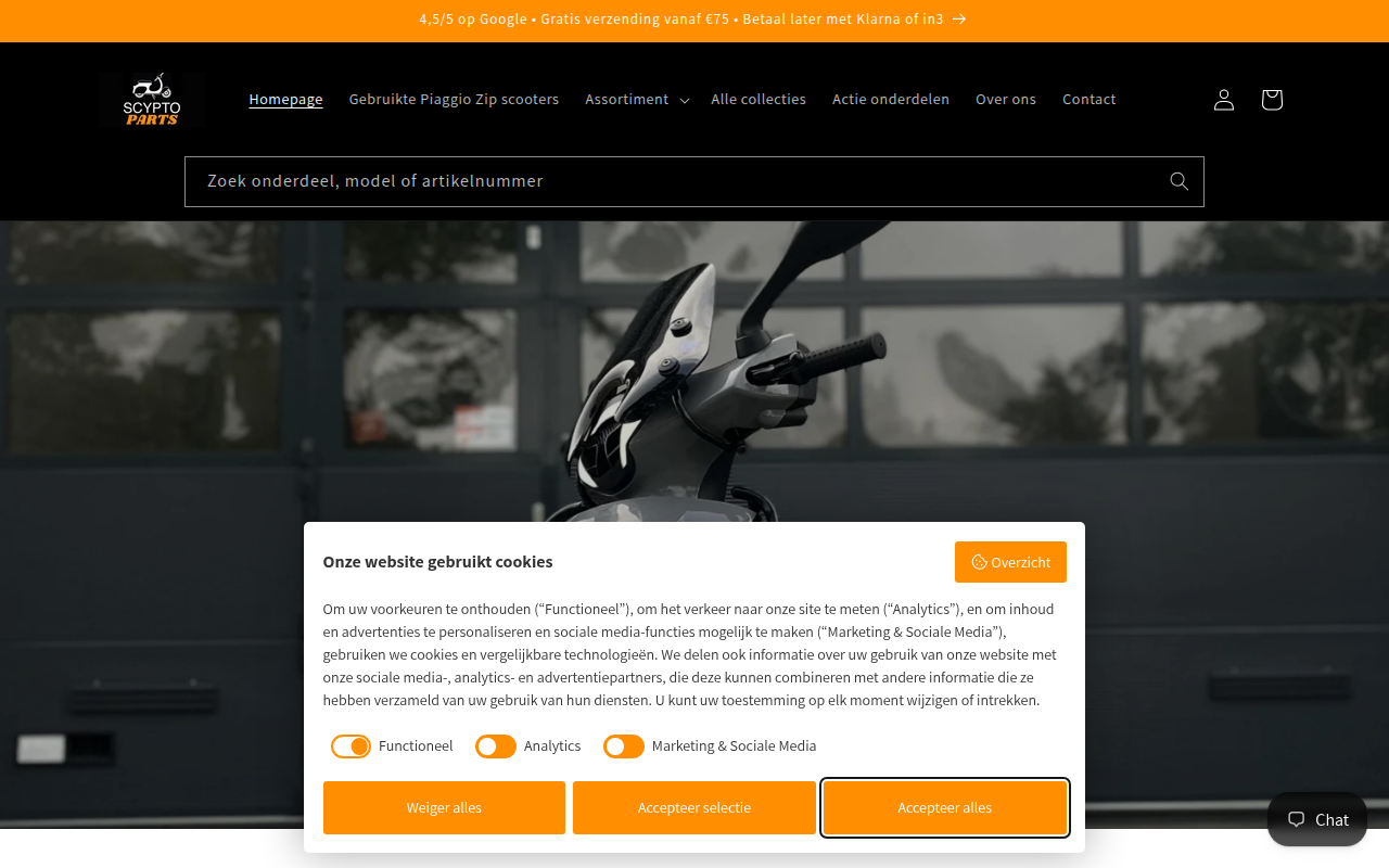 Screenshot van scyptoparts.nl