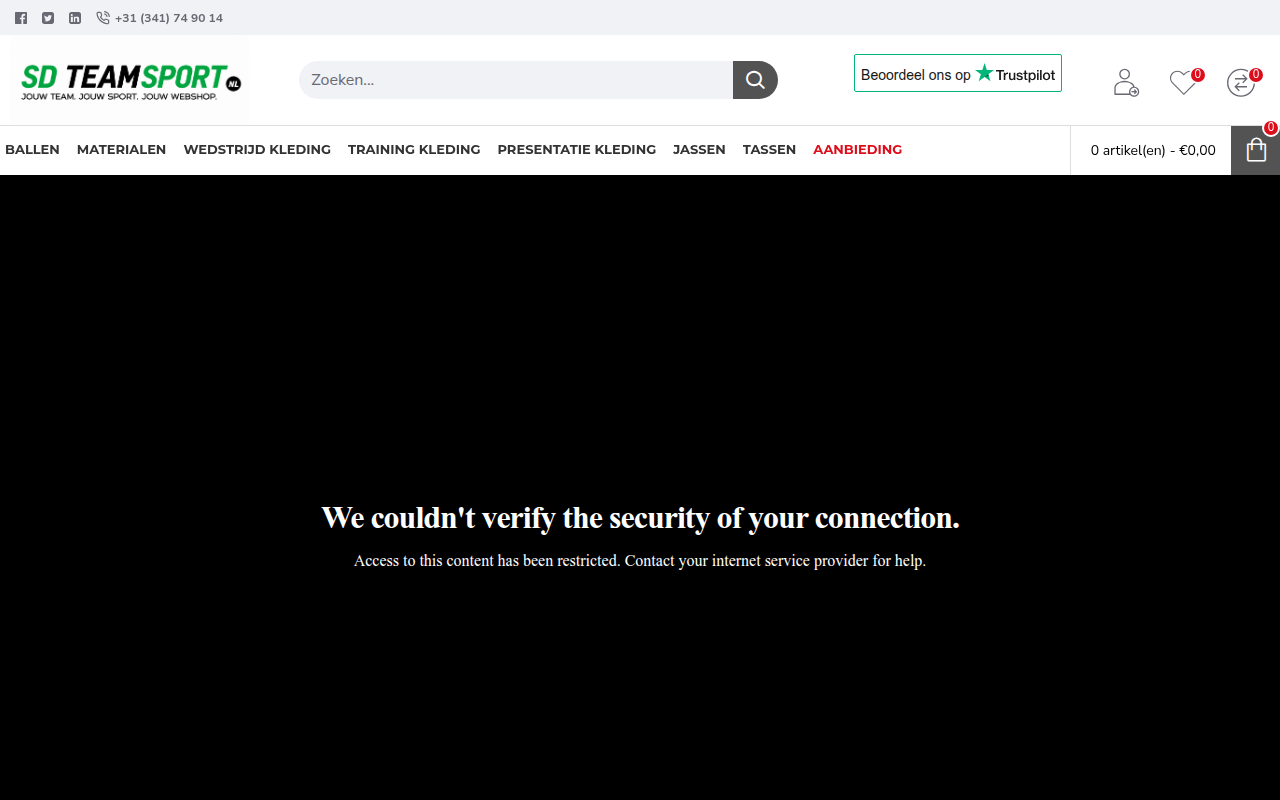 Screenshot van sdteamsport.nl