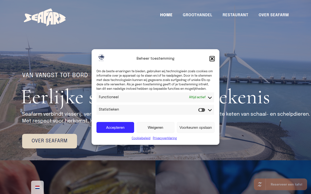 Screenshot van seafarm.nl