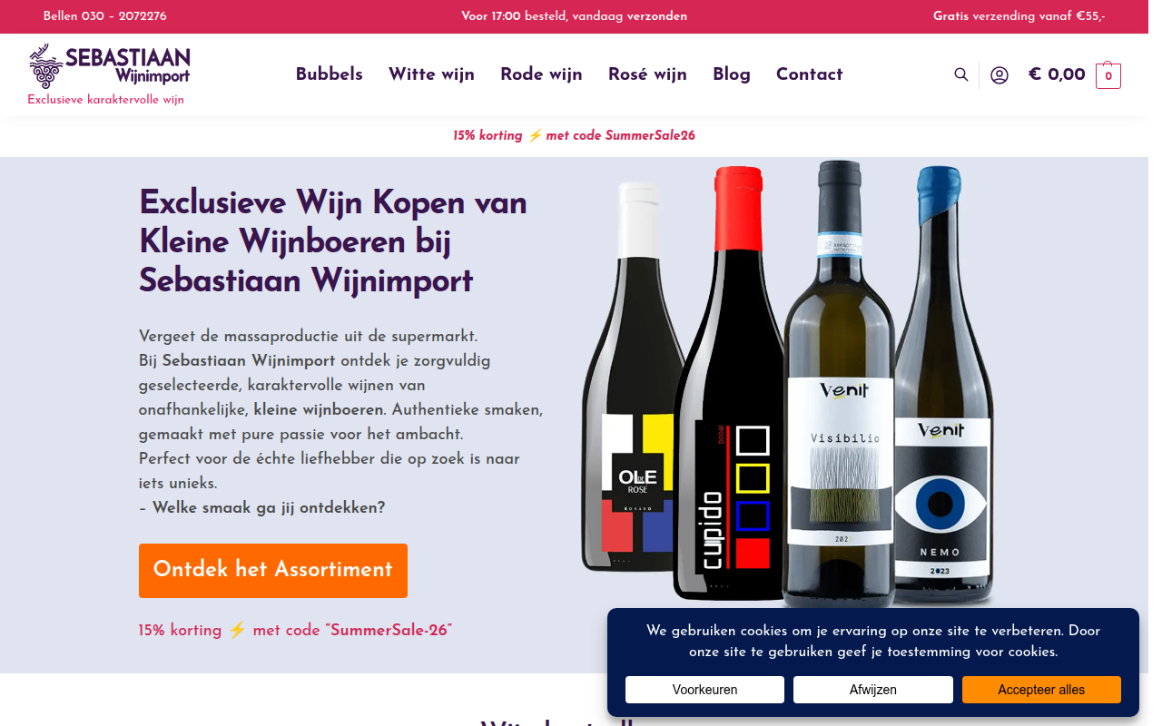 Screenshot van sebastiaanwijnimport.nl