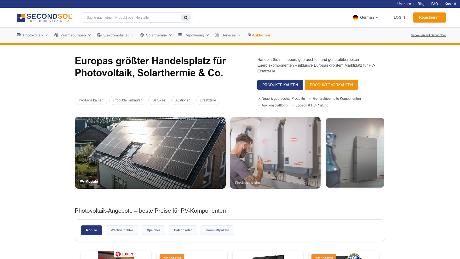 Screenshot van secondsol.com