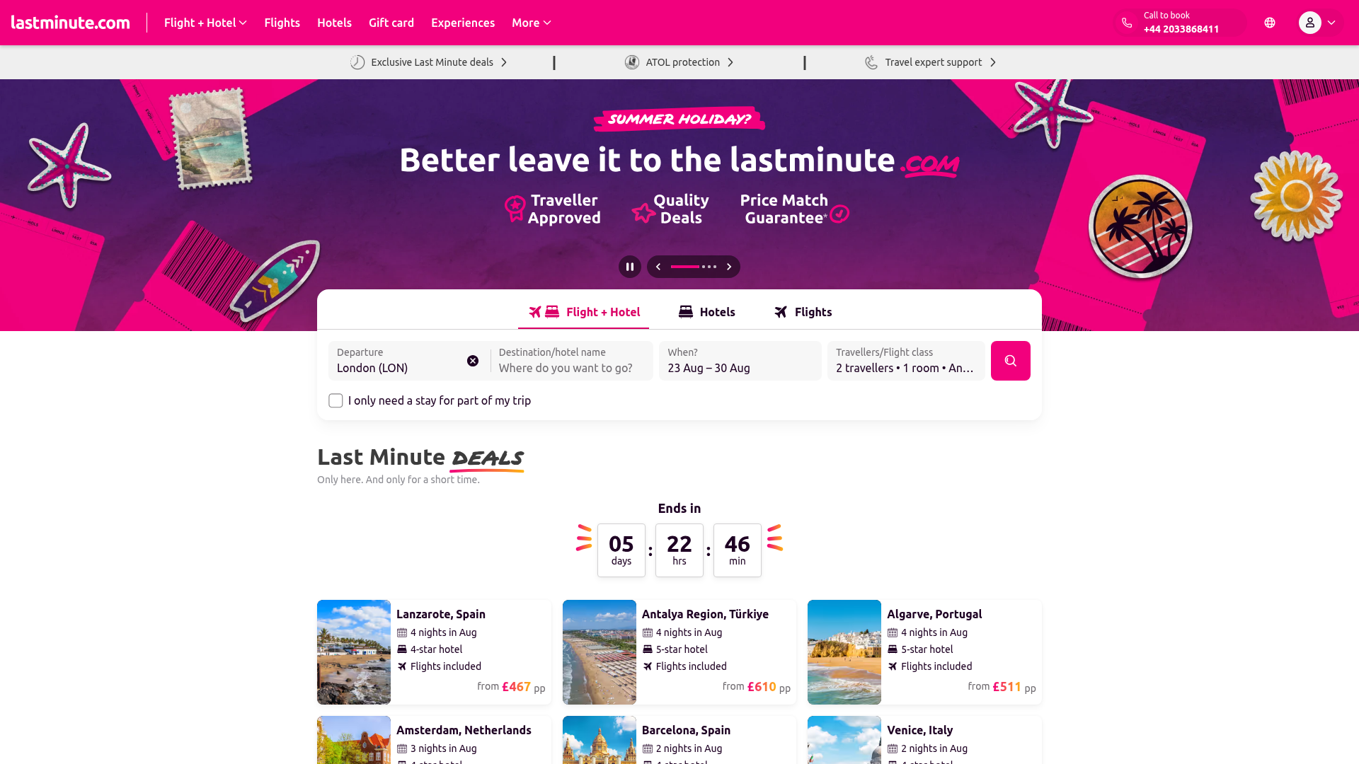 Screenshot van secure.lastminute.com
