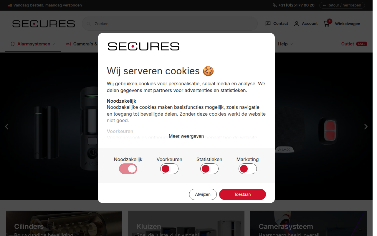 Screenshot van secures.nl