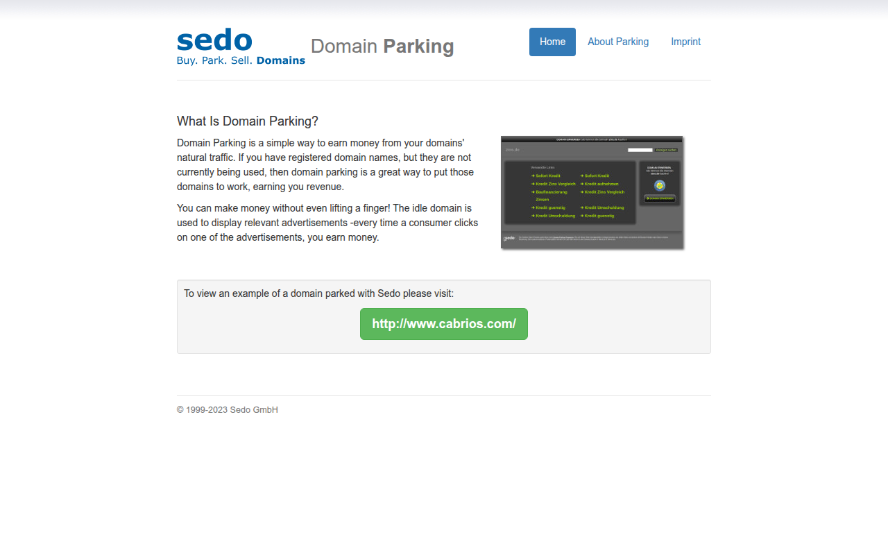 Screenshot van sedoparking.com
