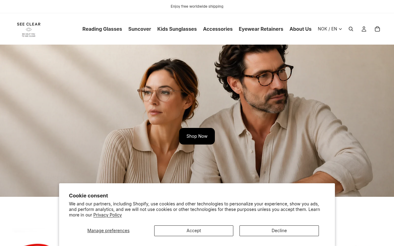 Screenshot van seeclearstore.com