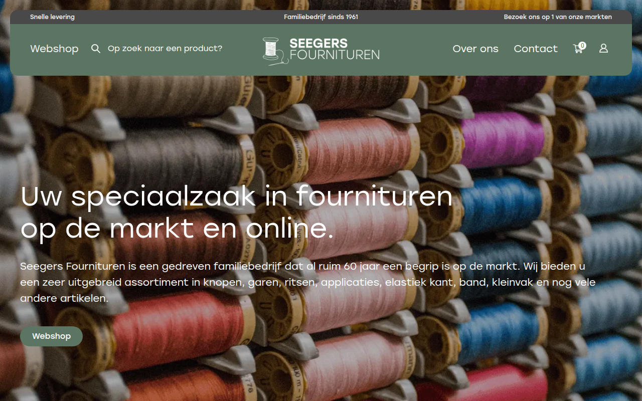 Screenshot van seegers-fournituren.nl