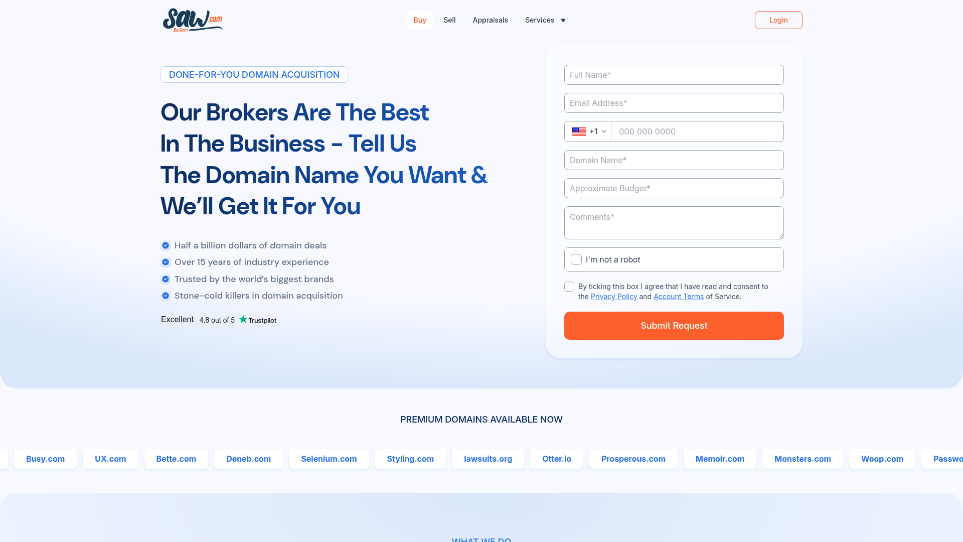 Screenshot van sell.sawbrokers.com