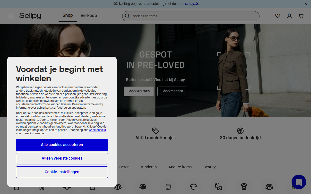 Screenshot van sellpy.be