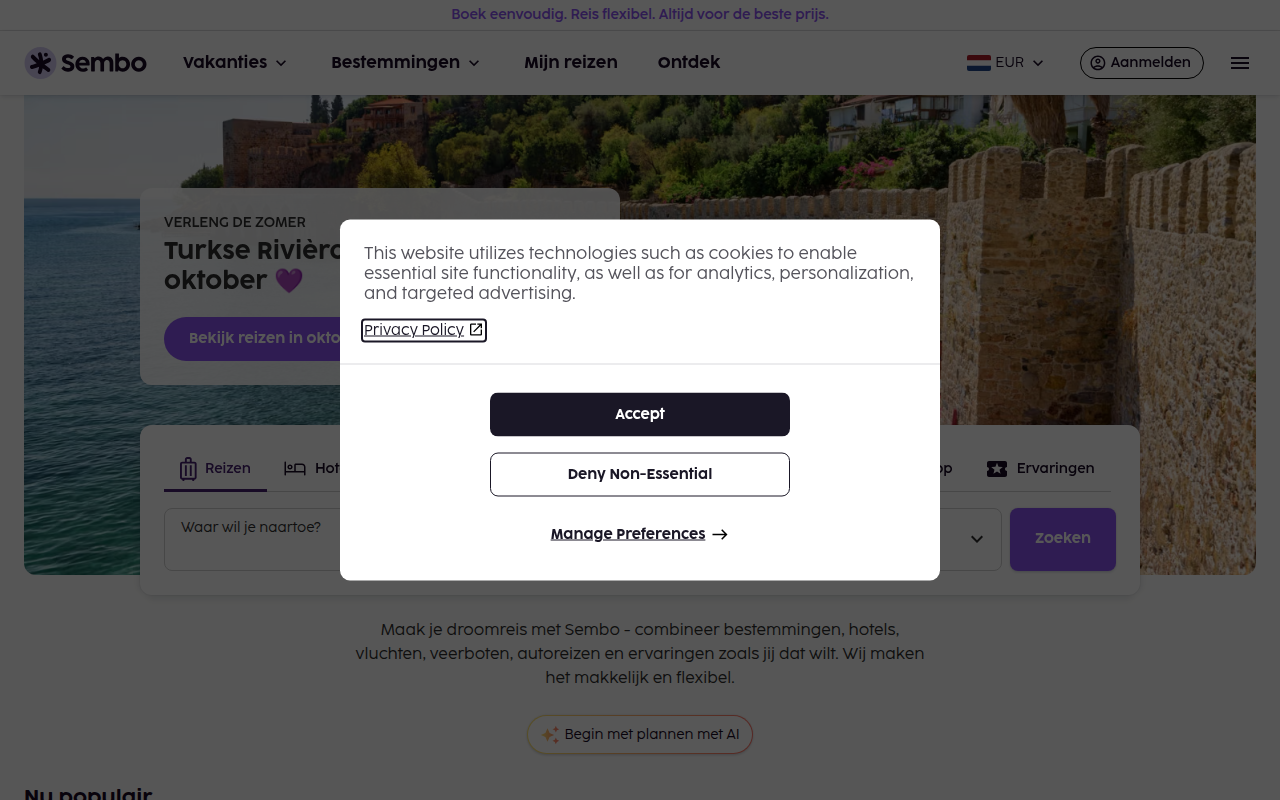 Screenshot van sembo.nl