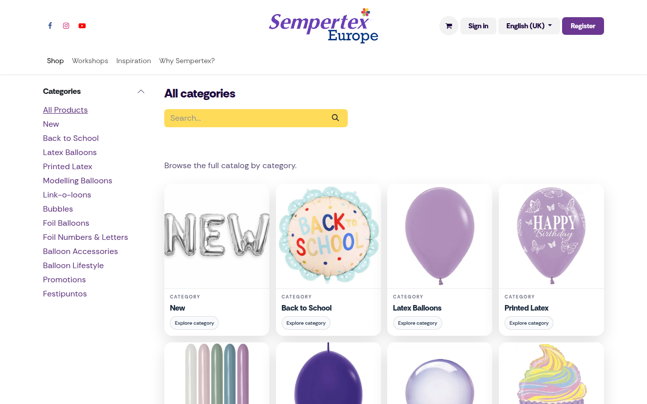 Screenshot van sempertexeurope.com