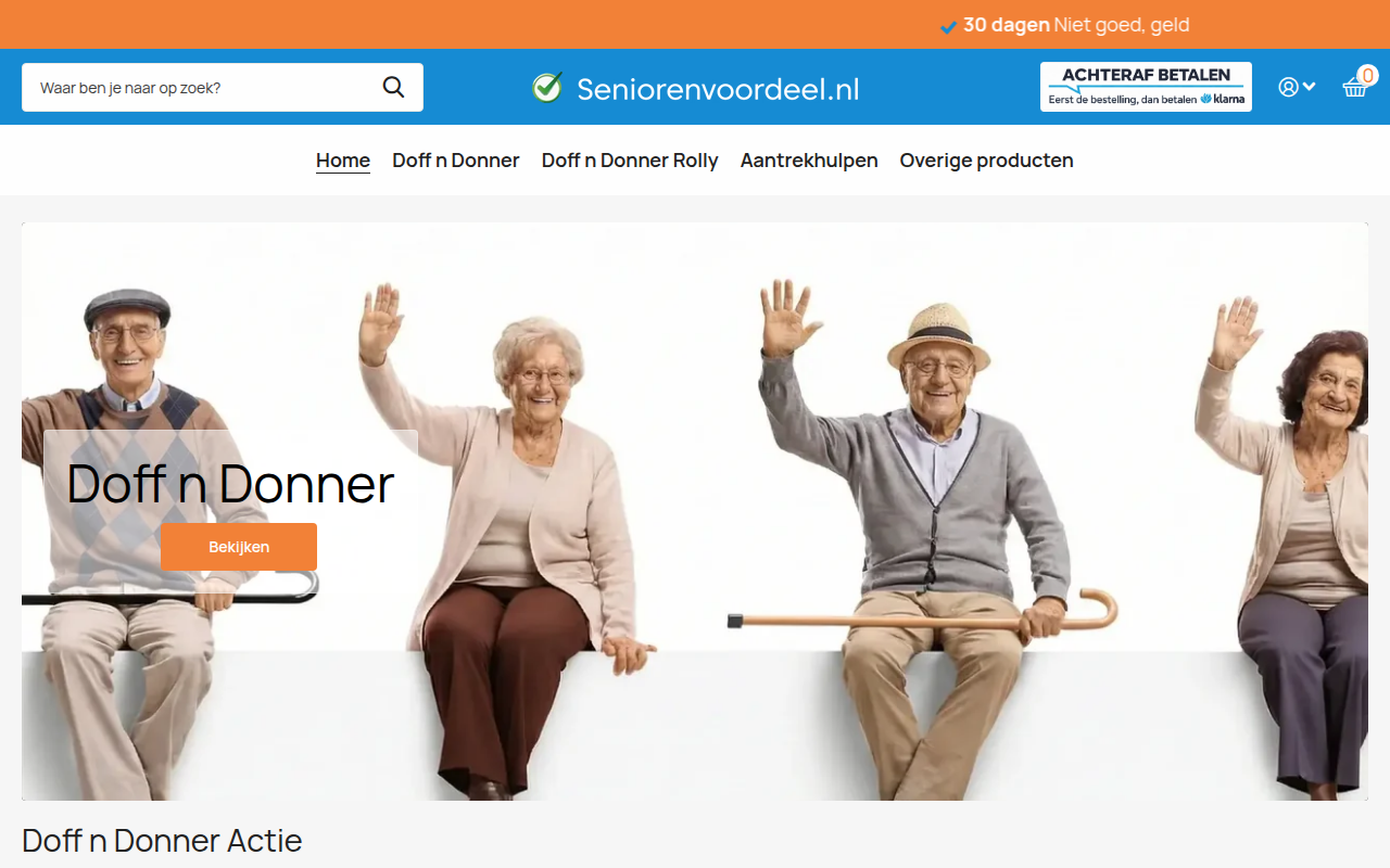 Screenshot van seniorenvoordeel.nl