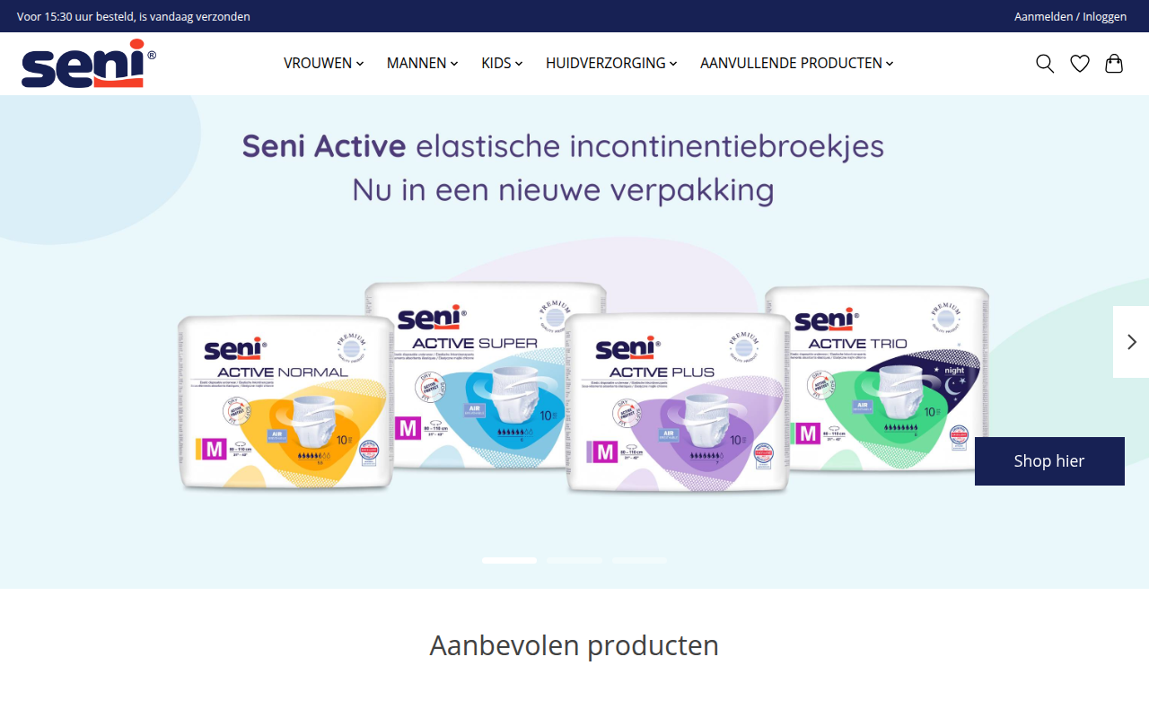 Screenshot van senishop.nl