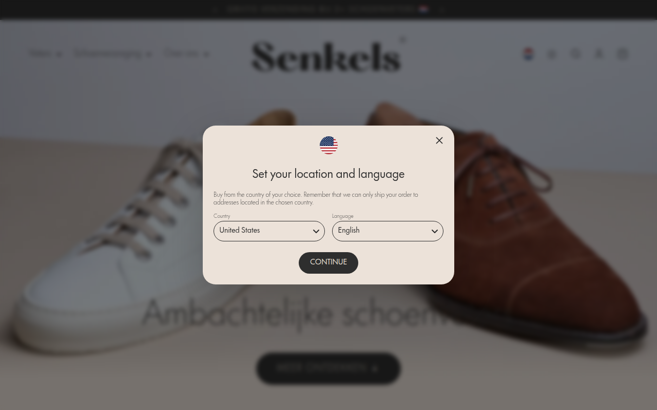Screenshot van senkels.nl