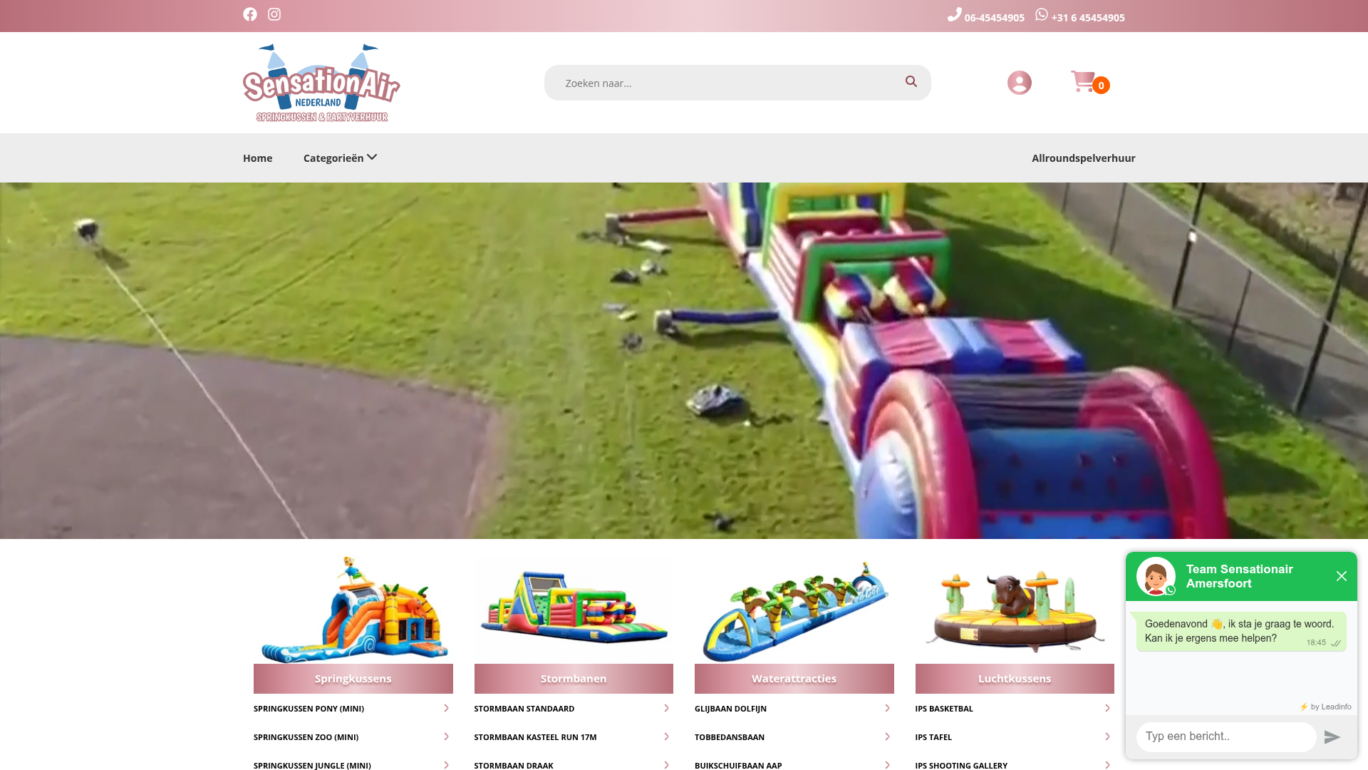 Screenshot van sensationair.nl