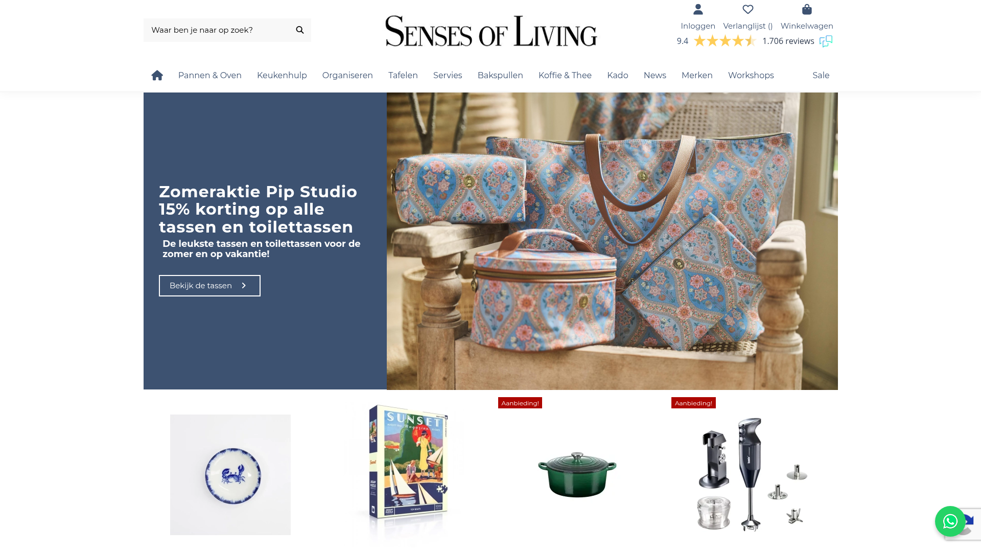 Screenshot van sensesofliving.nl