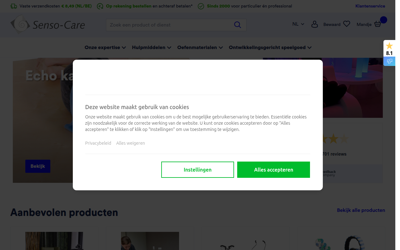 Screenshot van senso-care.nl