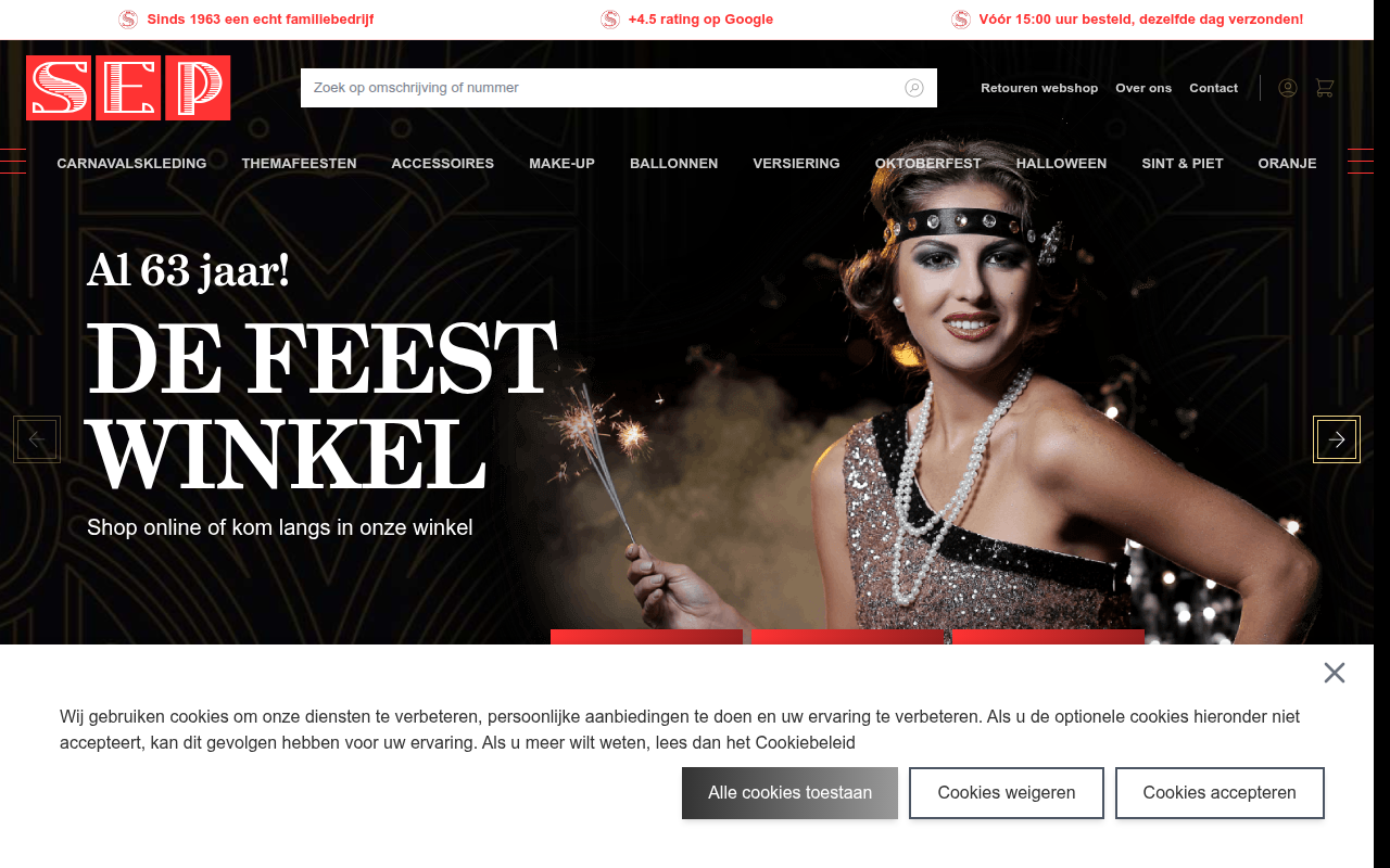 Screenshot van sep-feestartikelen.nl
