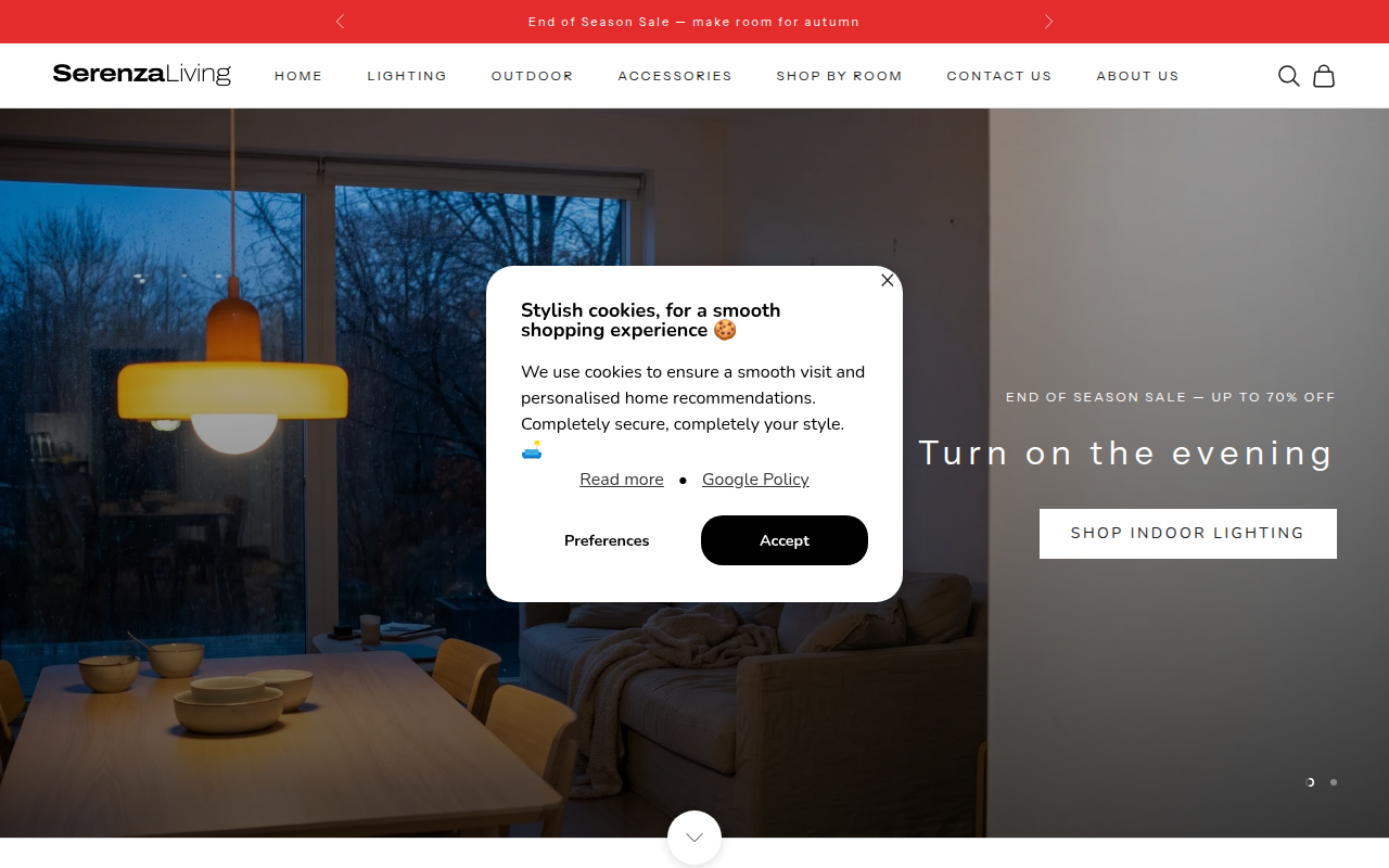 Screenshot van serenza-living.com