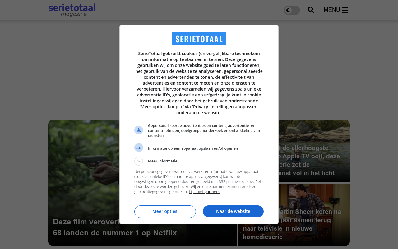 Screenshot van serietotaal.nl