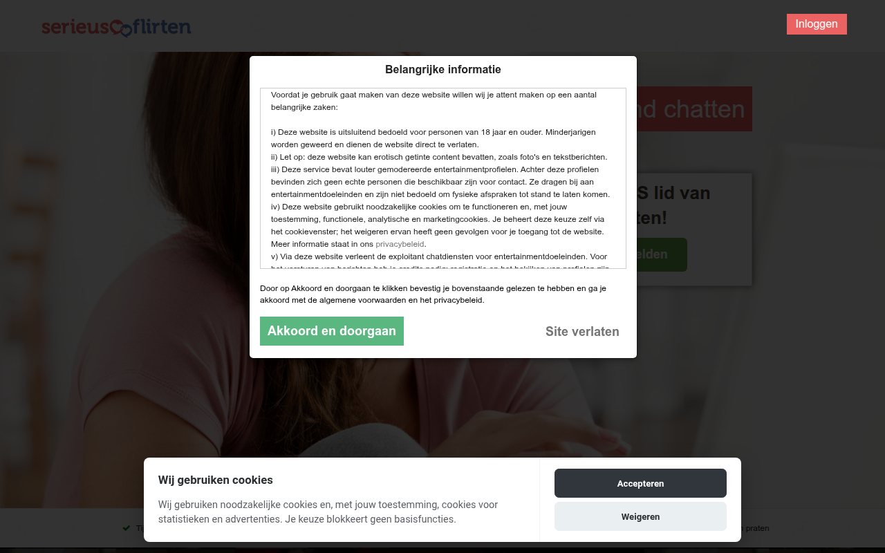 Screenshot van serieusflirten.nl