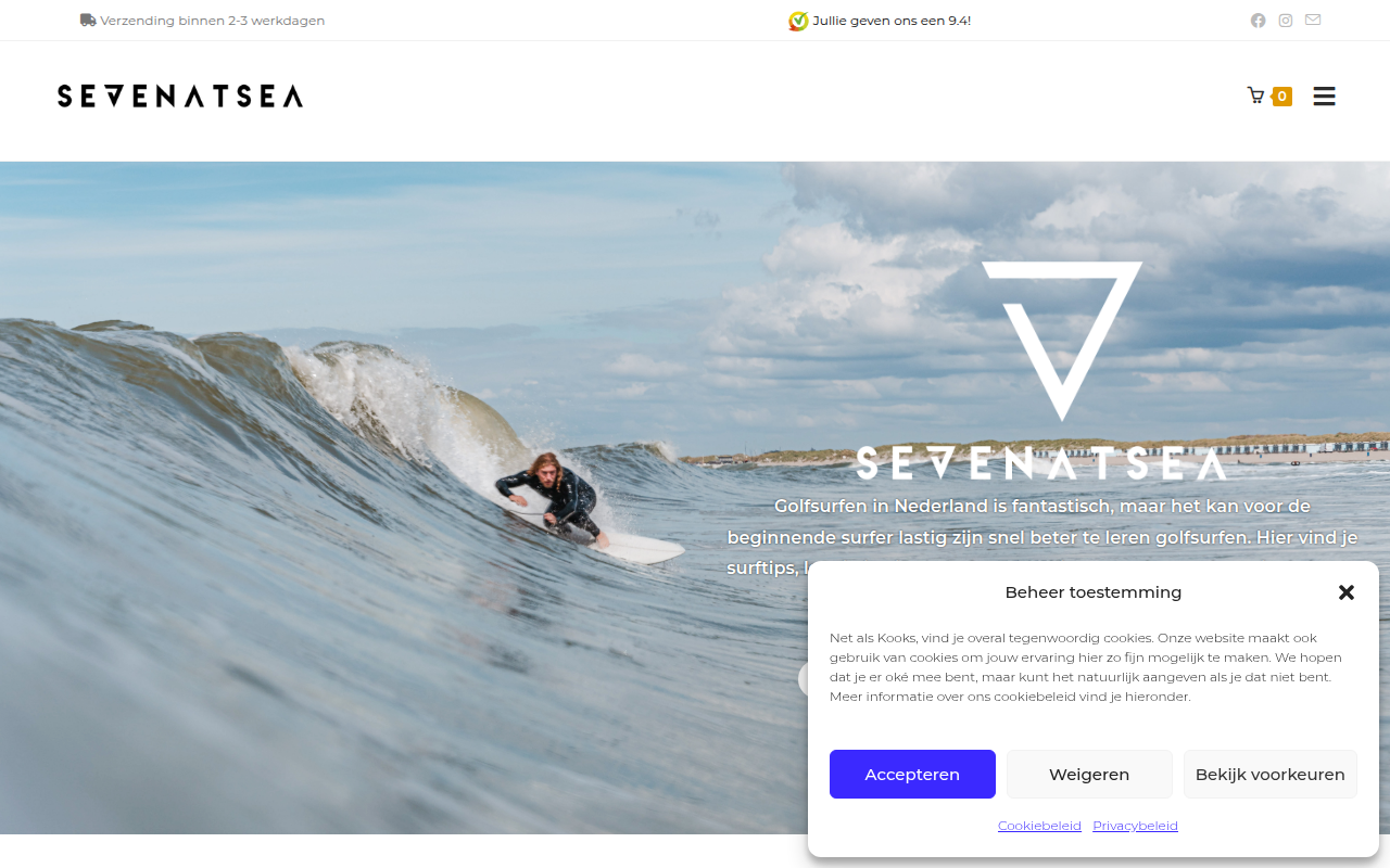 Screenshot van sevenatsea.nl