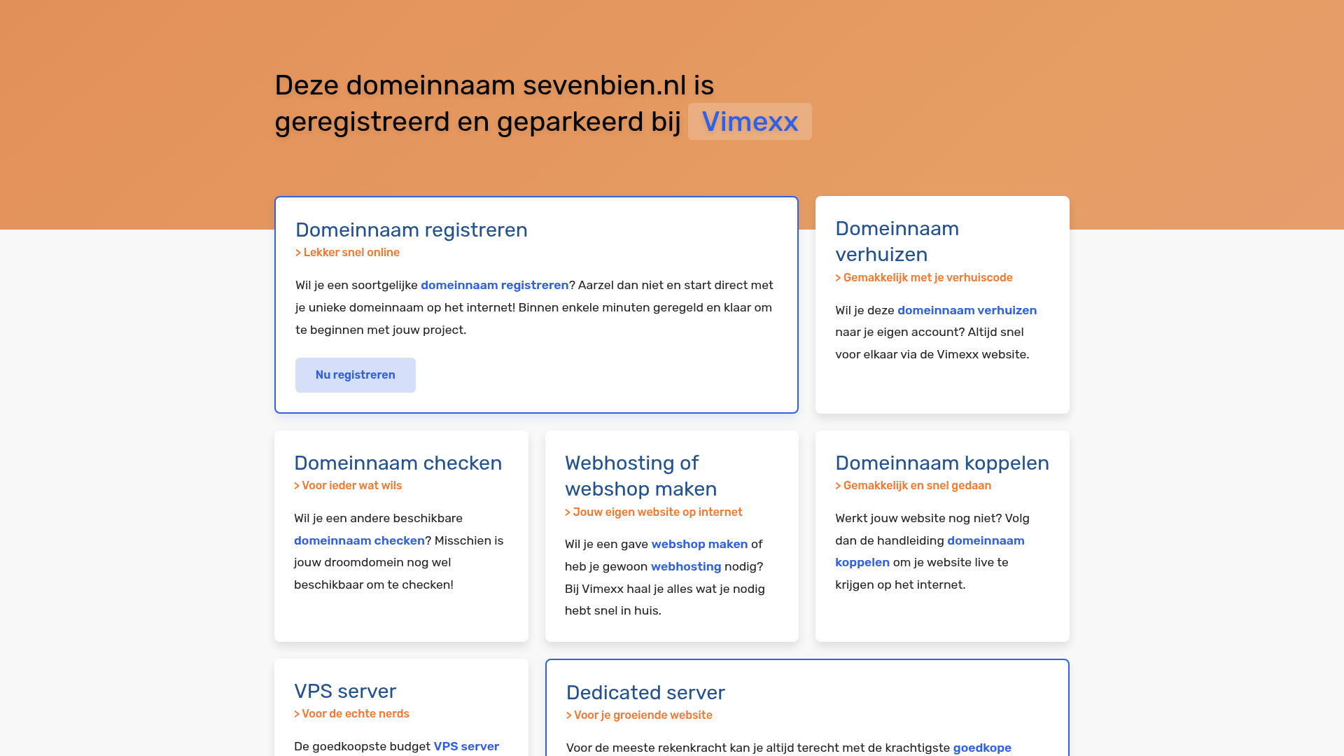 Screenshot van sevenbien.nl