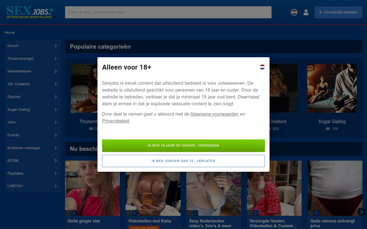 Screenshot van sexjobs.nl
