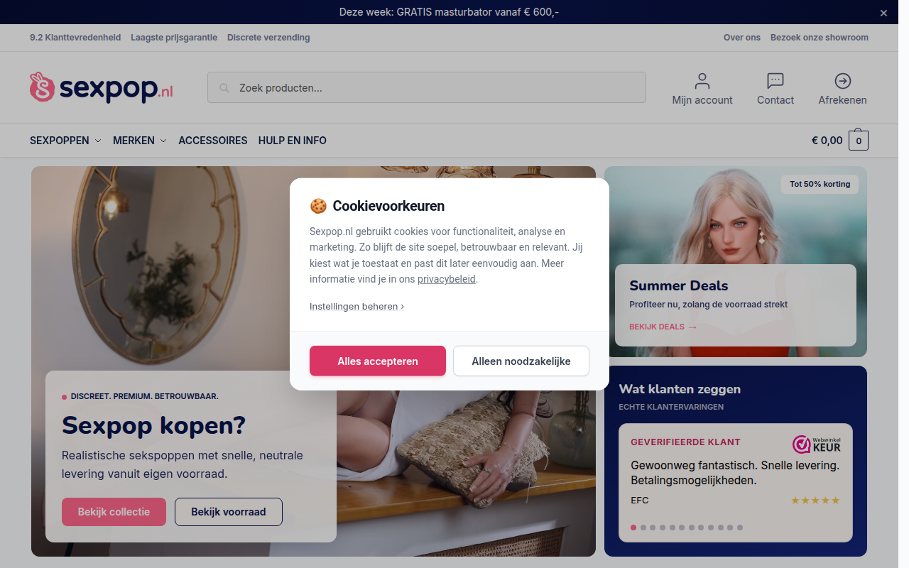 Screenshot van sexpop.nl