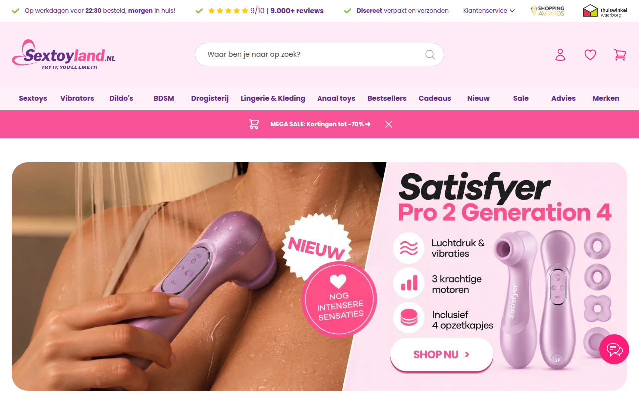 Screenshot van sextoyland.nl