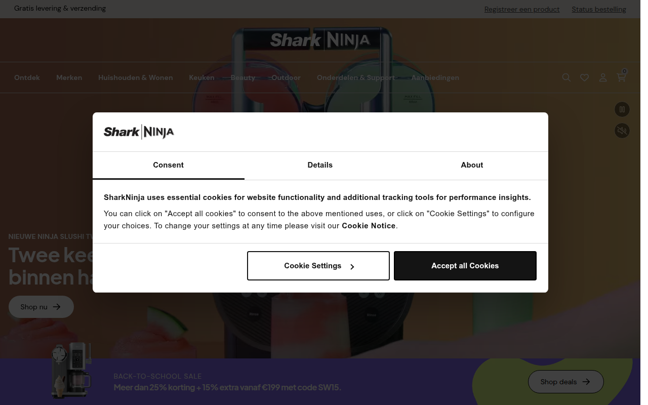 Screenshot van sharkninja.nl
