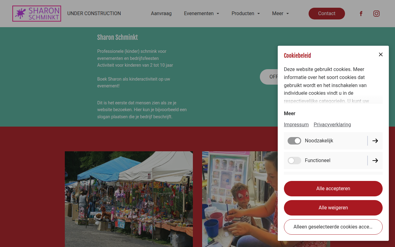Screenshot van sharonschminkt.nl