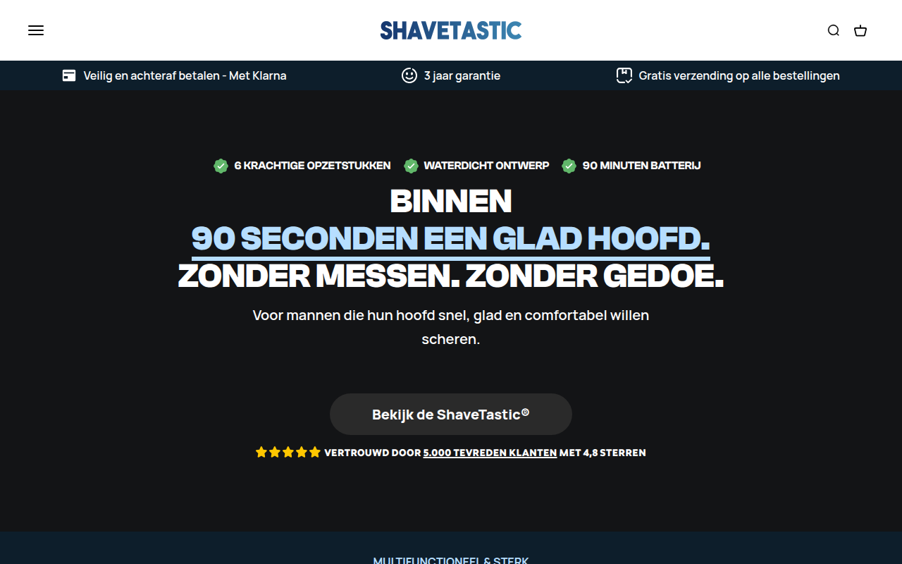 Screenshot van shave-tastic.com