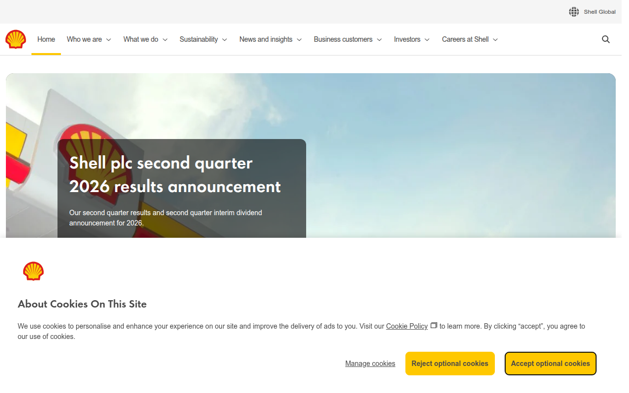 Screenshot van shell.com