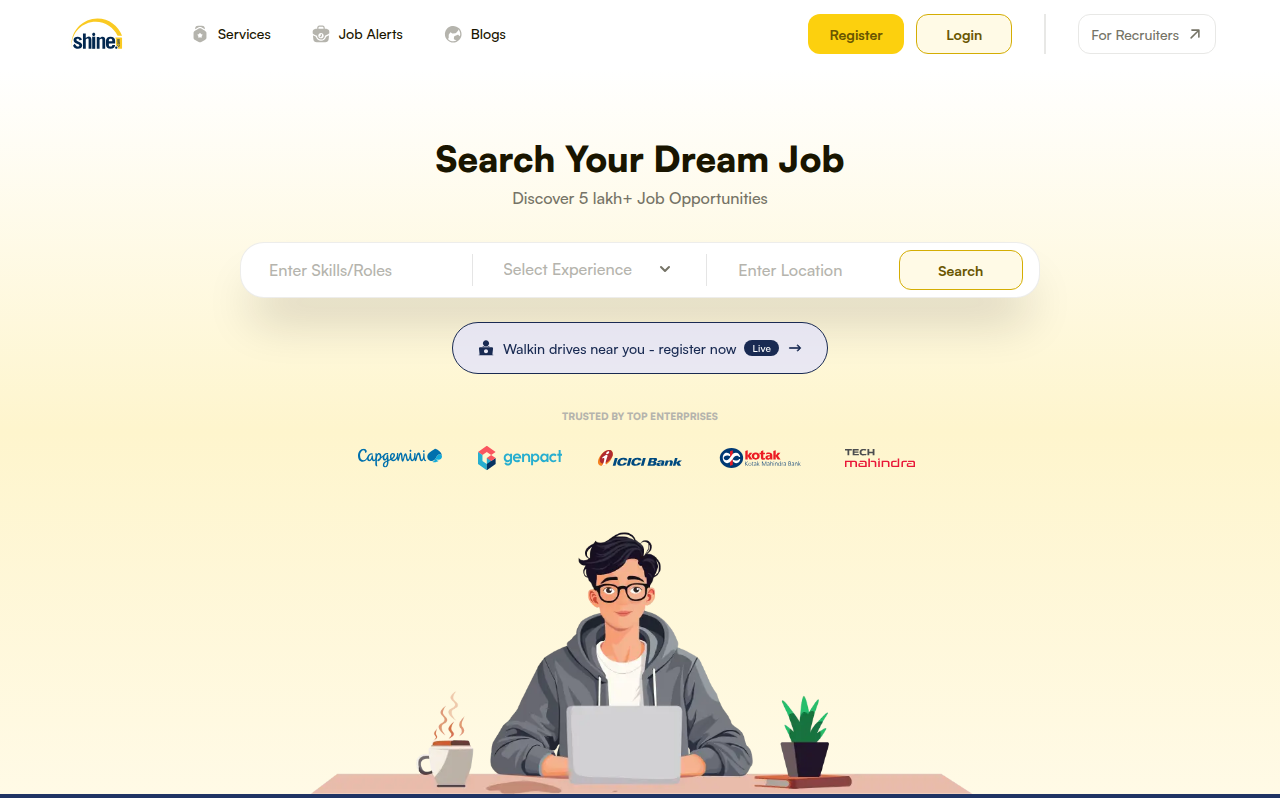 Screenshot van shine.com