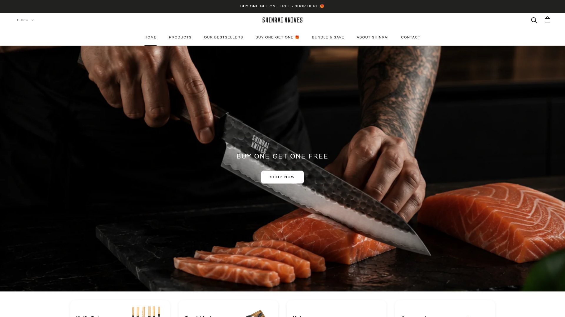 Screenshot van shinraiknives.com