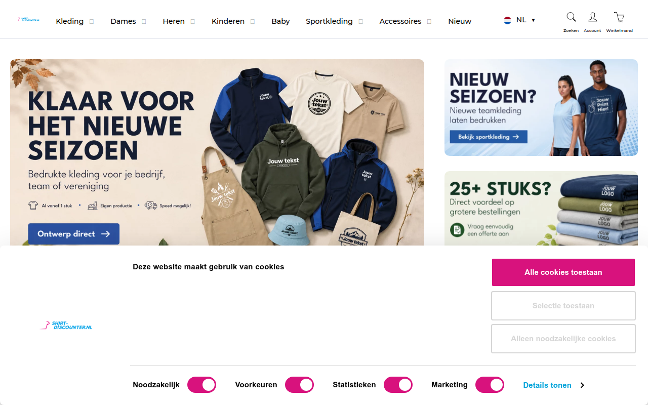 Screenshot van shirt-discounter.nl