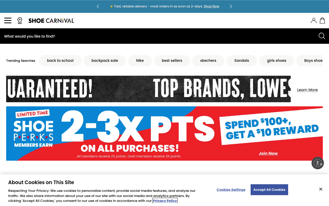 Screenshot van shoecarnival.com